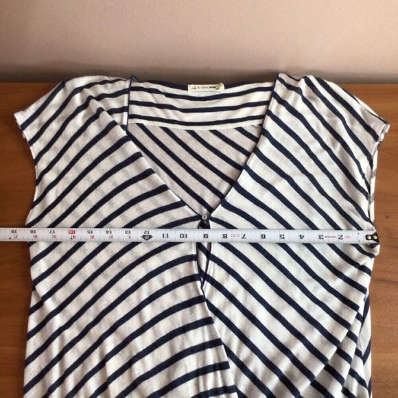 Women’s Rag & Bone Navy Blue and White Striped Victor Blouse Size Small‎ - Picture 9 of 9